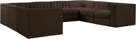Talia Brown Velvet Performance Fabric Upholstered Sectional