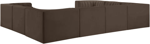 Talia Brown Velvet Performance Fabric Upholstered Sectional