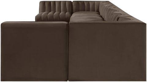 Talia Brown Velvet Performance Fabric Upholstered Sectional, 9-Piece