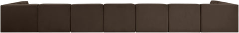 Talia Brown Velvet Performance Fabric Upholstered Sectional, 9-Piece