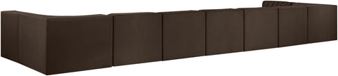 Talia Brown Velvet Performance Fabric Upholstered Sectional, 9-Piece