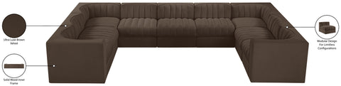 Talia Brown Velvet Performance Fabric Upholstered Sectional, 9-Piece (Style 2)