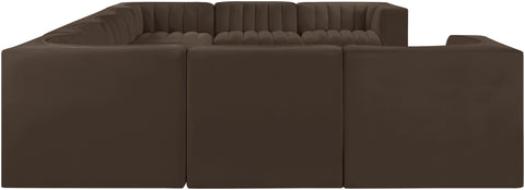 Talia Brown Velvet Performance Fabric Upholstered Sectional, 9-Piece (Style 2)