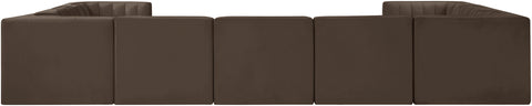 Talia Brown Velvet Performance Fabric Upholstered Sectional, 9-Piece (Style 2)