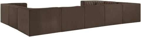 Talia Brown Velvet Performance Fabric Upholstered Sectional, 9-Piece (Style 2)