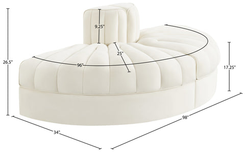 Talia Cream Velvet Performance Fabric Upholstered Sofa, 2-Piece