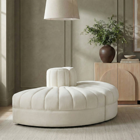 Talia Cream Velvet Performance Fabric Upholstered Sofa, 2-Piece