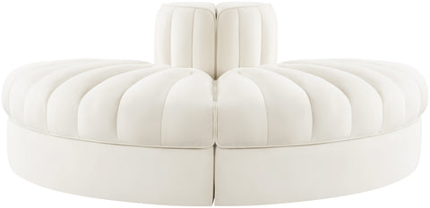 Talia Cream Velvet Performance Fabric Upholstered Sofa, 2-Piece