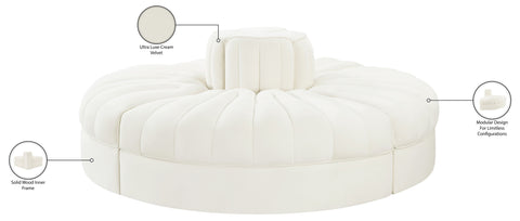 Talia Cream Velvet Performance Fabric Upholstered Sofa, 4-Piece