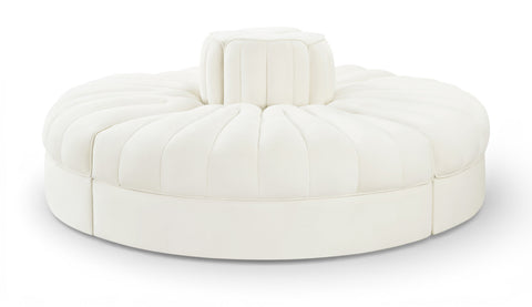 Talia Cream Velvet Performance Fabric Upholstered Sofa, 4-Piece