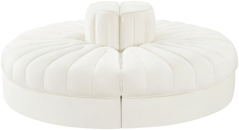 Talia Cream Velvet Performance Fabric Upholstered Sofa, 4-Piece