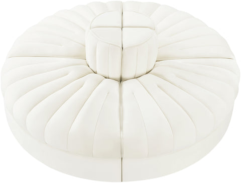 Talia Cream Velvet Performance Fabric Upholstered Sofa, 4-Piece