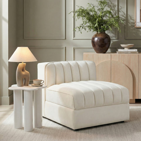 Talia Cream Velvet Performance Fabric Upholstered Chair, 1 Piece