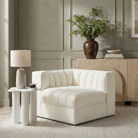 Talia Cream Velvet Performance Fabric Upholstered Chair, 1 Piece (Style 2)