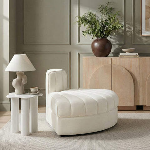 Talia Cream Velvet Performance Fabric Upholstered Chair, 1 Piece (Style 3)