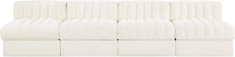 Talia Cream Velvet Performance Fabric Upholstered Sofa, 4-Piece (Style 2)