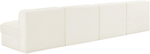 Talia Cream Velvet Performance Fabric Upholstered Sofa, 4-Piece (Style 2)