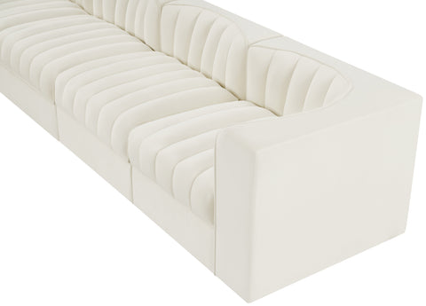 Talia Cream Velvet Performance Fabric Upholstered Sofa, 4-Piece (Style 3)