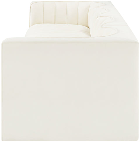 Talia Cream Velvet Performance Fabric Upholstered Sofa, 4-Piece (Style 3)