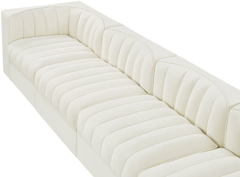 Talia Cream Velvet Performance Fabric Upholstered Sofa, 4-Piece (Style 3)