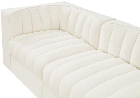 Talia Cream Velvet Performance Fabric Upholstered Sofa, 5-Piece