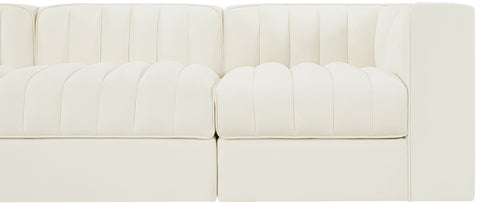 Talia Cream Velvet Performance Fabric Upholstered Sofa, 5-Piece