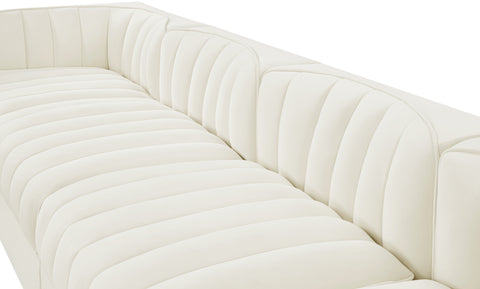 Talia Cream Velvet Performance Fabric Upholstered Sofa, 5-Piece