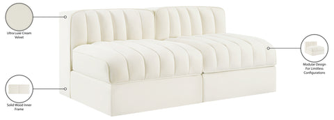 Talia Cream Velvet Performance Fabric Upholstered Loveseat, 2-Piece