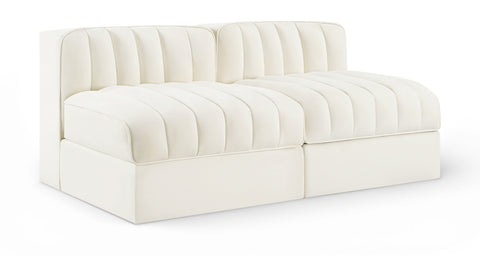 Talia Cream Velvet Performance Fabric Upholstered Loveseat, 2-Piece