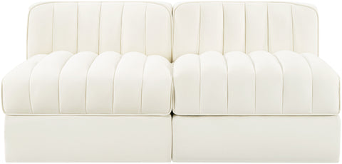 Talia Cream Velvet Performance Fabric Upholstered Loveseat, 2-Piece