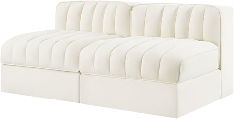 Talia Cream Velvet Performance Fabric Upholstered Loveseat, 2-Piece