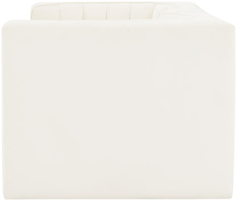 Talia Cream Velvet Performance Fabric Upholstered Loveseat, 2-Piece (Style 2)