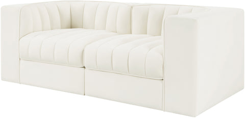 Talia Cream Velvet Performance Fabric Upholstered Loveseat, 2-Piece (Style 2)