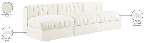 Talia Cream Velvet Performance Fabric Upholstered Sofa, 3-Piece