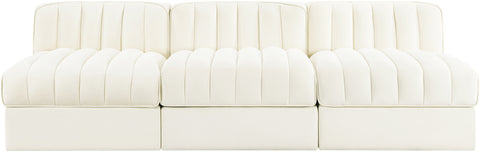 Talia Cream Velvet Performance Fabric Upholstered Sofa, 3-Piece