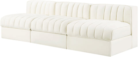 Talia Cream Velvet Performance Fabric Upholstered Sofa, 3-Piece