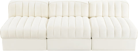 Talia Cream Velvet Performance Fabric Upholstered Sofa, 3-Piece