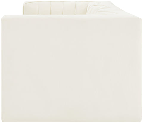 Talia Cream Velvet Performance Fabric Upholstered Sofa, 3-Piece (Style 2)