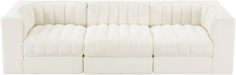 Talia Cream Velvet Performance Fabric Upholstered Sofa, 3-Piece (Style 2)