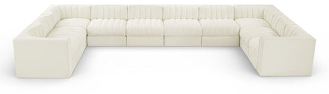 Talia Cream Velvet Performance Fabric Upholstered Sectional, 10-Piece