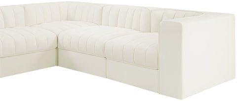 Talia Cream Velvet Performance Fabric Upholstered Sectional, 10-Piece