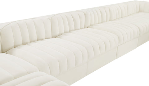 Talia Cream Velvet Performance Fabric Upholstered Sectional, 10-Piece