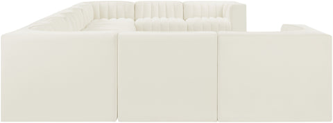 Talia Cream Velvet Performance Fabric Upholstered Sectional, 10-Piece