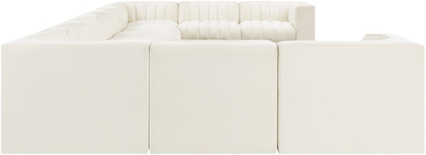 Talia Cream Velvet Performance Fabric Upholstered Sectional, 11-Piece