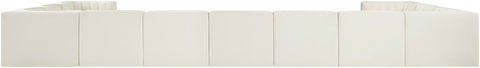 Talia Cream Velvet Performance Fabric Upholstered Sectional, 11-Piece