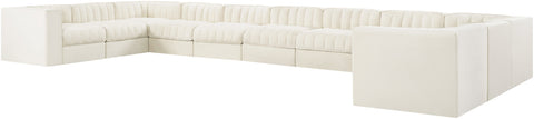 Talia Cream Velvet Performance Fabric Upholstered Sectional, 11-Piece