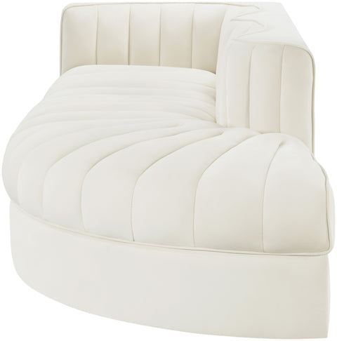 Talia Cream Velvet Performance Fabric Upholstered Sectional, 3-Piece