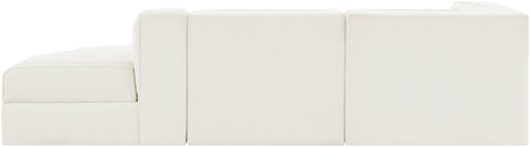 Talia Cream Velvet Performance Fabric Upholstered Sectional, 3-Piece