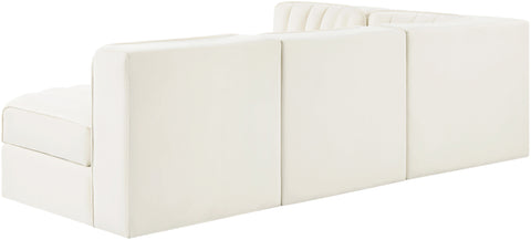 Talia Cream Velvet Performance Fabric Upholstered Sectional, 4-Piece