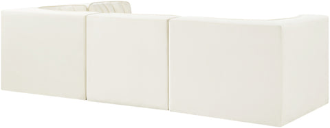 Talia Cream Velvet Performance Fabric Upholstered Sectional, 4-Piece (Style 2)